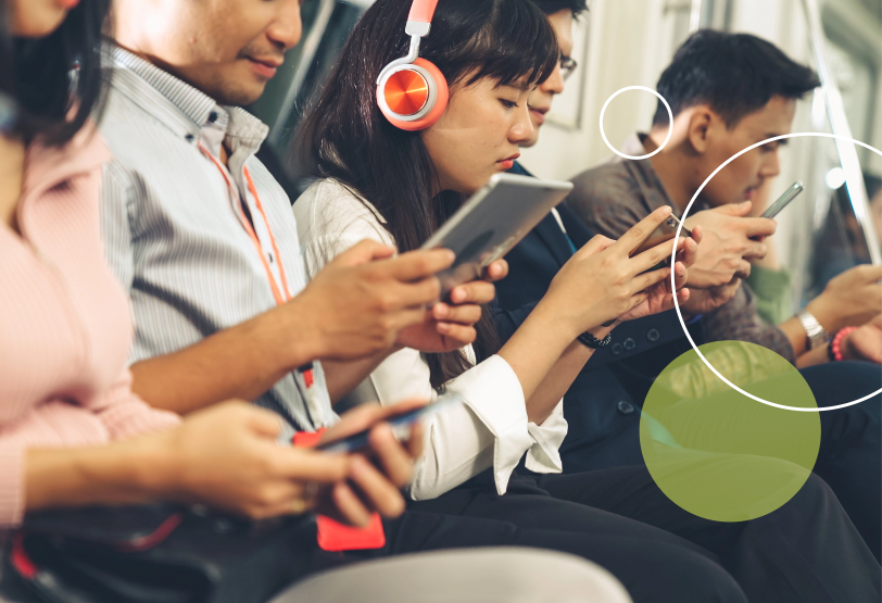 People with phones image
